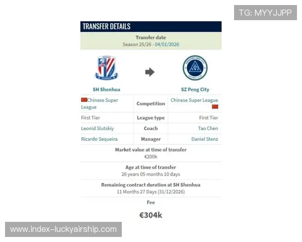 戴伟浚转会深圳新鹏城：申花收取30万欧元转会费